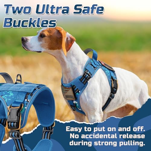 rabbitgoo Tactical Dog Harness for Small, No Pull Military Service Vest - color: Blue Camo, size: Small