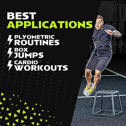 Rage Fitness Steel Plyo Box 12-18-24 Inch High Anti-Slip Pre-Assembled Plyometric Jump Box for Home Gym Conditioning and Strength Training (Sold Individually) Plyometric Platform Step