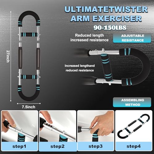 Twister Arm Trainer,Adjustable Resistance Bar for Full Body Workout, Arm Strengthener for Men & Women, Fitness Equipment for Strength Training - style: 90-150Lb