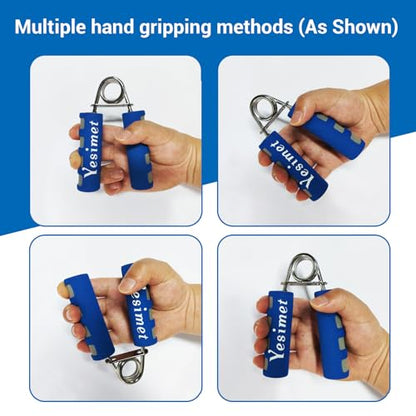 Hand Grip Strengthener Set, 2 Pack Hand Gripper, Finger Trainer, Forearm exerciser - Soft Foam Hand Exerciser for Quickly Increasing Wrist Forearm and Finger Strength (Blue)