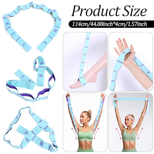Yoga Bands For Stretching 11 Loops Yoga Stretch Strap With Loops Elastic Physical Pilates Stretch Band For Flexibility(Blue)