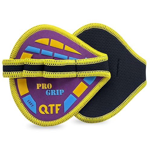 QTF Gym Grips Pads - Neoprene Gloves Gym Palm Protector Weight Lifting Grips Replacement of Workout Gloves Men and Women - Lifting Grip Pads for Weightlifting, Calisthenics. - color: Black-Purpel