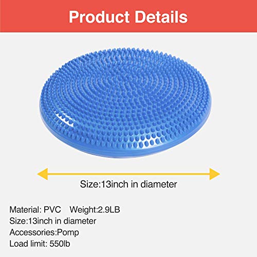 Primasole Balance Disc with Air Pump Wobble Cushion for Stability Workout 2 PCS - color: Cobalt Blue