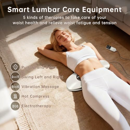 Zenopax 5-in-1 Electric Lumbar Traction Device, Lower Back Decompression - color: Warm Beige