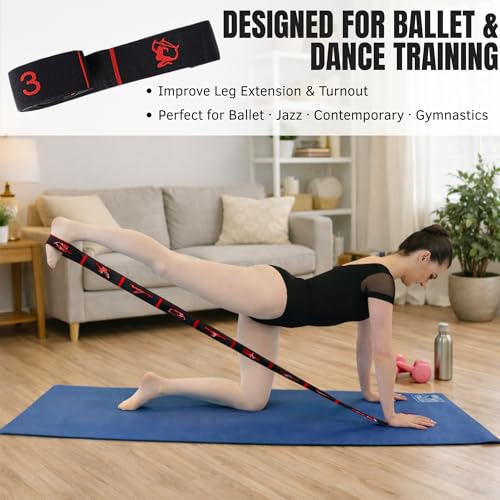 Danzcue Ballet Stretch Strap Set – Professional Dance Flexibility Trainer with Door Anchor, Extra Long Non-Slip Stretching Bands for Ballet, Jazz, Contemporary & Gymnastics
