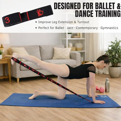 Danzcue Ballet Stretch Strap Set – Professional Dance Flexibility Trainer with Door Anchor, Extra Long Non-Slip Stretching Bands for Ballet, Jazz, Contemporary & Gymnastics