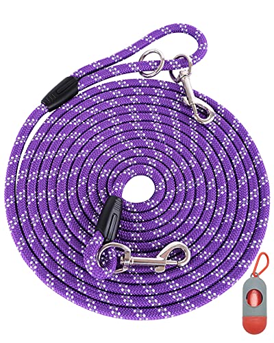 Heavy Duty Dog Leash for Large, Medium, Small Dogs - 10FT/16FT/30FT/50FT/100FT, Reflective Threads for Night Walking, Playing, Camping, or Yard - color: Purple, size: 10FT* 3/8 inch