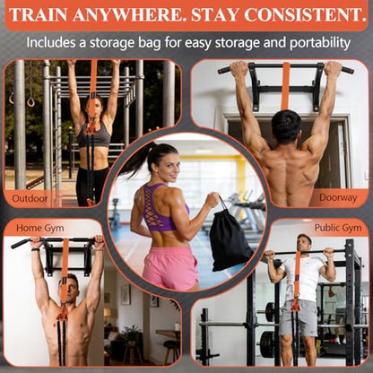 Pull Up Assistance Bands, 375lbs Heavy Duty Pullup Assist Band Set with 5 Resistance Bands, Adjustable Strap, Comfortable Foot/Knee Rest, Handles & Door Anchor for Home Gym Strength Training