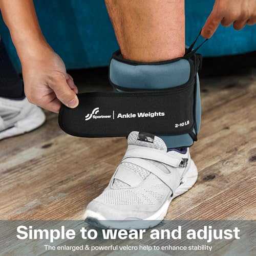 Sportneer 20lbs/Pair Adjustable Ankle Weights for Women and Men, Modularized Leg Weight for Yoga, Walking, Running, Aerobics, Gym, Physical Therapy