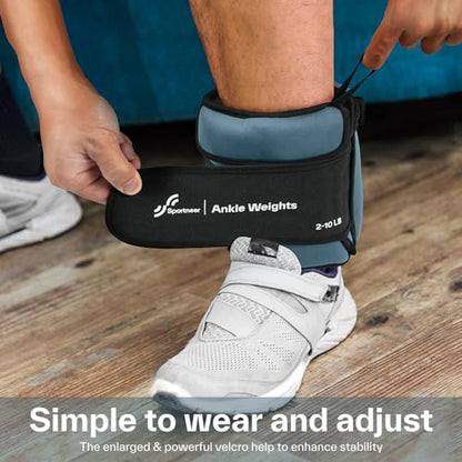 Sportneer 20lbs/Pair Adjustable Ankle Weights for Women and Men, Modularized Leg Weight for Yoga, Walking, Running, Aerobics, Gym, Physical Therapy