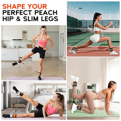 HPYGN Ankle Resistance Bands, Ankle Bands for Working Out with Cuffs, Resistance Bands for Leg Butt Training Workout Equipment for Kickbacks Hip Gluteus Training, Ankle Strap with Exercise Bands