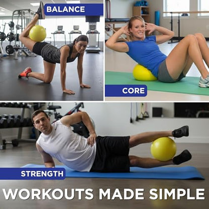 THERABAND Mini Ball, 9-Inch Pilates & Yoga Exercise Ball, Small Inflatable Core Ball for Stability, Balance, Rehab, Physical Therapy & At-Home Workouts, Soft Non-Slip Surface, New Version