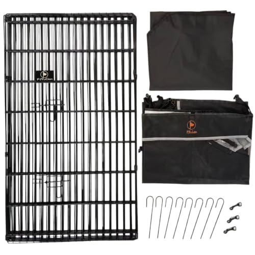 PJYuCien Puppy Playpen with Top Cover & Bottom Pad, 8 Panels 42" H, Black - color: Black, size: Large Pen: 42-Inch High