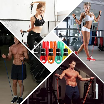 Resistance Bands for Working Out,150LBS Exercise Bands with Handles,Workout Bands for Men Women, Fitness Bands Set for Muscle Training, Strength, Slim, Yoga, Home Gym Equipment