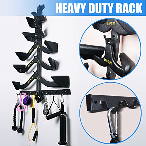BLUSLM Lat Pull Down Bar Gym Accessory Rack, Lat Pulldown Attachments Cable Attachment Storage Rack for Mag Grip - Home Gym Fitness Heavy Duty A-Frame Stand