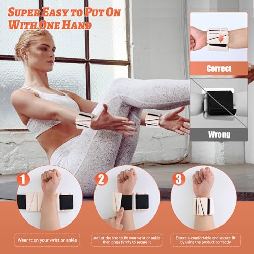 Ankle Weights for Women Wrist Weights Set of 2 (1 lb/2 lb Each) Adjustable Arm Leg Weight for Womens Men Suitable for Walking Swimming Running Pilates Yoga Gym