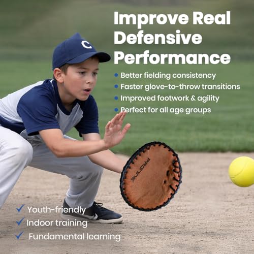 ProNine Sports Baseball Training Bundle – Flat Trainer Glove, Reaction Ball & Indoor Foam Baseball – Fielding Drills, Soft Hands & Hand-Eye Coordination Practice Equipment for Players & Coaches