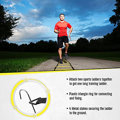 20ft Sports Agility Ladder for Men Women and Kids, Speed Youth Soccer Agility Training Equipment for Football, Exercise, Tennis, Legs Workout with Speed Parachute and Carry Bag