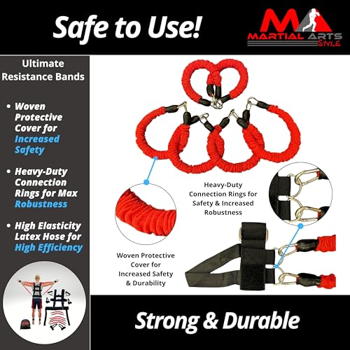 Ultimate Full Body Boxing Resistance Bands Vest for MMA Martial Arts Training at Home for Punches/Kicks, 230lbs Exercise Bands Fitness Workout to Enhance Explosive Power/Speed/Agility