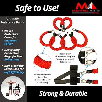 Ultimate Full Body Boxing Resistance Bands Vest for MMA Martial Arts Training at Home for Punches/Kicks, 230lbs Exercise Bands Fitness Workout to Enhance Explosive Power/Speed/Agility