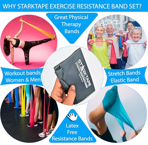 Resistance Bands Set. 3 or 5 Pack Non-Latex Physical Therapy, Professional Elastic Band. Perfect for Home Exercise, Workout, Strength Training, Yoga, Pilates, Rehab, Gym - color: Yellow/Red/Green