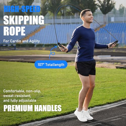 2 Pack Agility Ladder, Soccer Speed Training Equipment Set with Total 26 ft Agility Ladder, 12 Cones, 4 Adjustable Hurdles, Jump Rope, for Soccer, Basketball, Football, Kids, Youth, Adults - color: 2.Blue
