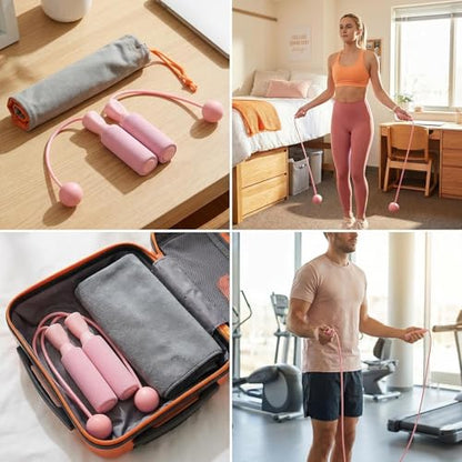 Cordless jump rope with Foam Ball Handles, Pink Ropeless Skipping Trainer for Indoor Cardio Practice, Adjustable Grip, Compact Carry for Small Spaces, 1 Piece