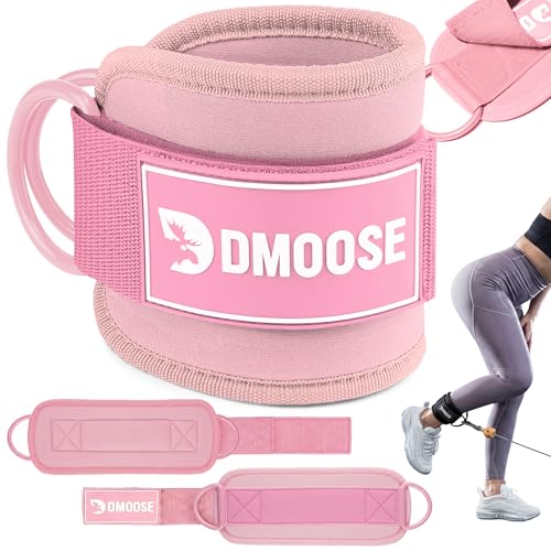 DMoose Fitness Ankle Strap for Cable Machine - One Size Fit with Premium Padding Cuffs, Ankle Bands for Working Out, Booty Workouts, Leg Extension, Hip Abductors, Kickbacks & Lower Body Exercises - color: Bubblegum Pink - Single
