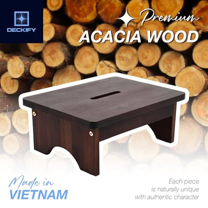 Premium Wooden Step Stool for Adults, Small Acacia Wood Stepping Stool, Non-Slip 1-Step Bedside Stool for Bed & Bathroom, 600 lbs, Portable — 6.5 Inch - size: 6.5 Inch