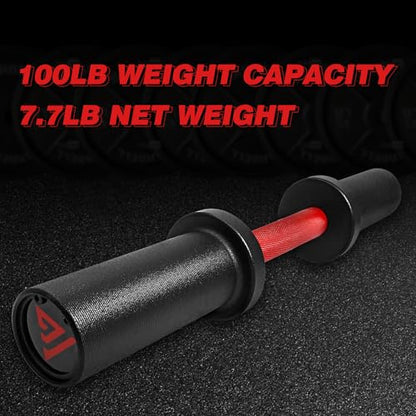 16" Olympic Dumbbell Handle, Dumbbell Bar for 2-inch Olympic Weight Plates, Loadable Dumbbells for Home Gym Strength Training, 2 Pair of Spring Collars Included - color: Red