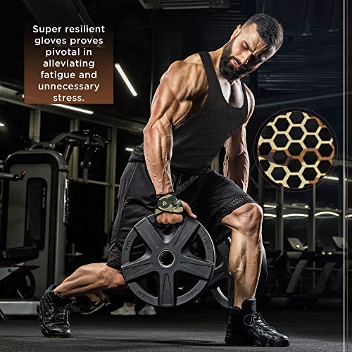 RDX Weight Lifting Gloves Grips, Gym Fitness Workout, Anti Slip Ventilated Open Back Gripper, Strength Training HIIT Exercise Deadlift, Men Women Cycling Rowing Climbing Hanging Pull Ups Gymnastics