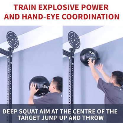 Wall Ball Target for Rack Mounted with Extension,Medicine Ball Target for Power Rack Attachments,Home Gym Exercise Ball Squash Fitness for Enhance Explosive Power