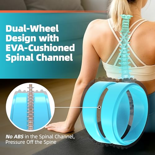 GymCope Back Roller for Back Pain Reliefn & Stretching, Deep Tissue Massage Roller Supports Up to 530 lbs / 240 kg, 5.5''-7.5'' Curved Foam Roller for Home Physical Stretching (Blue, Firm) - size: Firm
