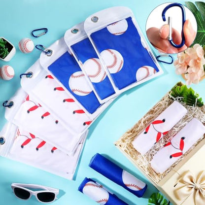 12Pcs Baseball Cooling Towels with Bags 38x12 Inch Breathable Baseball Microfiber Ice Towel Fast Drying Workout Rags Bulk Sport Team Gift for Team Gym Running Coach Sport Party Favors