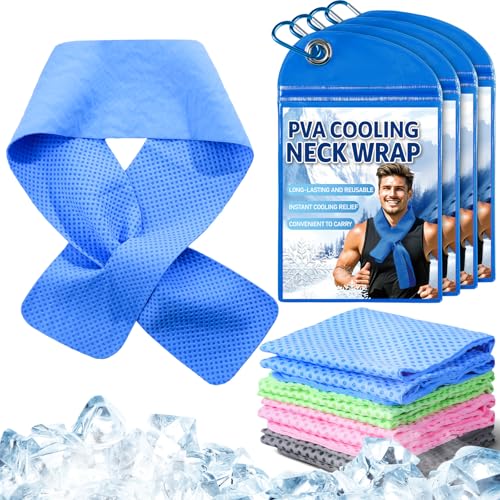 4 Pcs Cooling Towel PVA Cooling Neck Wraps Instant for Neck 34x4 in Long Lasting Reusable Breathable Chilly Towel for Yoga Sport Running Gym Workout Camping Fitness(Blue,Green,Red,Grey)