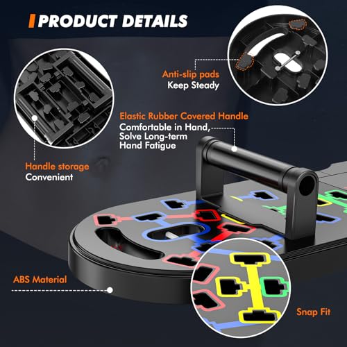 Portable Home Gym Workout Equipment, Push Up Board, Pilates Bar & Fitness Accessories with Resistance Bands for Upper Body Strength Training Full Body Workout at Home