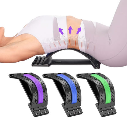 Ergonomic Back Stretcher for Lower back Pain Relief, Lumbar Support with Acupressure Points. Portable Spine Deck and Posture Correction Cracking Device with 4 Adjustable Levels. Back Massager for Scoliosis, Spine Decompression(Blue)