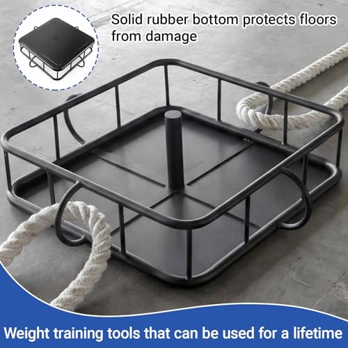 Zonon Heavy-Duty 12-Station Battle Rope Anchor - Powder-Coated Steel with Rubber Base, Multi-Anchor Points for 12-Person Group Training, Indoor/Outdoor and Gyms/Home Use, Weight Plate Compatible