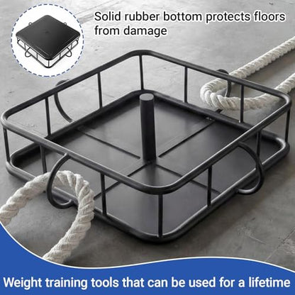 Zonon Heavy-Duty 12-Station Battle Rope Anchor - Powder-Coated Steel with Rubber Base, Multi-Anchor Points for 12-Person Group Training, Indoor/Outdoor and Gyms/Home Use, Weight Plate Compatible