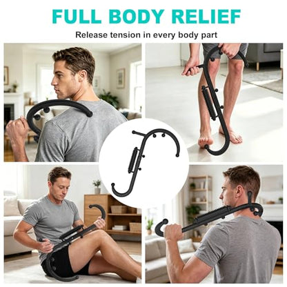 Trigger Point Massage Tool, Manual Back & Neck Massager Stick | Manual back massagers for neck & shoulder massage. Precision s-hook release tool provides deep tissue muscle knot pain relief