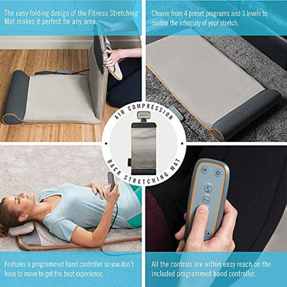 Homedics Yoga Fitness Back and Lumbar Stretching Mat with Air Compression and 3 Levels of Intensisty, Silver - style: Standard
