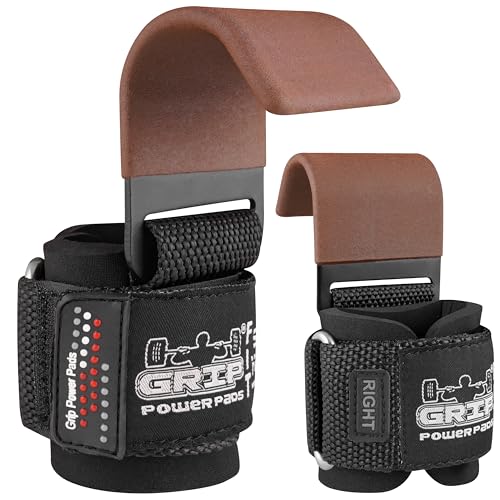Weight Lifting Rod Hooks Heavy Duty Wrist Wraps Power Weight Lifting Training Gym Grips Straps Set of 2 - color: Brown, size: WOMEN-Wrist Size Small/Medium