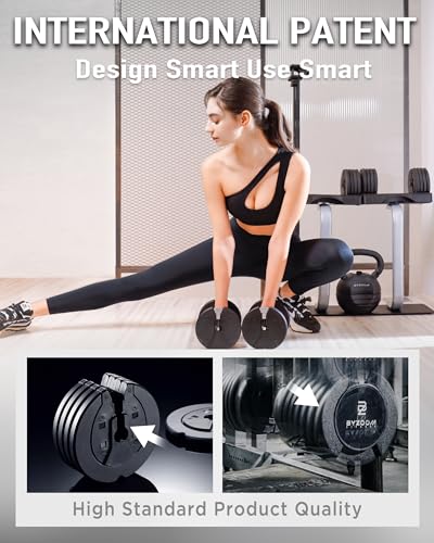 BYZOOM FITNESS Pure Series Adjustable Dumbbell - 12.5/25/27.5/50/55/75lb - ONE UNIT OR PAIR(check QTY before purchase) - 5-in-1/ 10-in-1 / 15-in-1 / 21-in-1 Flexible Hand Weights for Home Apartment Garage Gym, Strength Training & Fitness Workouts, White O
