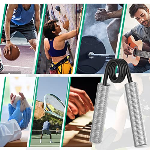 Grip Strength Trainer 4 Pack,50LB-200LB Metal Hand Grip Strengthener,Non-Slip Heavy-Duty Forearm Exerciser,Hand Gripper for Muscle Building and Hand Rehabilitation Exercising - color: Silver
