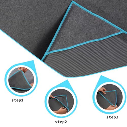 Ewedoos Yoga Towel Mat Towel with Anchor Fit Corners Non Slip Towel for Hot Yoga, Pilates, Workout, Camping