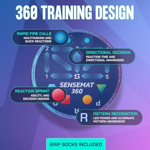 Sensemat 360 Soccer Training Mat | 360 Degree Design Non Slip Training Mat | Soccer Footwork Training | Strength & Coordination for All Ages & Levels | Improve Skills & Control with Professional Soccer Coach Program 50+ Exercise Videos