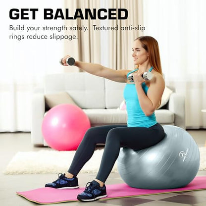 ProBody Pilates Yoga Ball - Vibrant Colors Exercise Ball - color: Slate, size: L: 23-26" (65 cm)