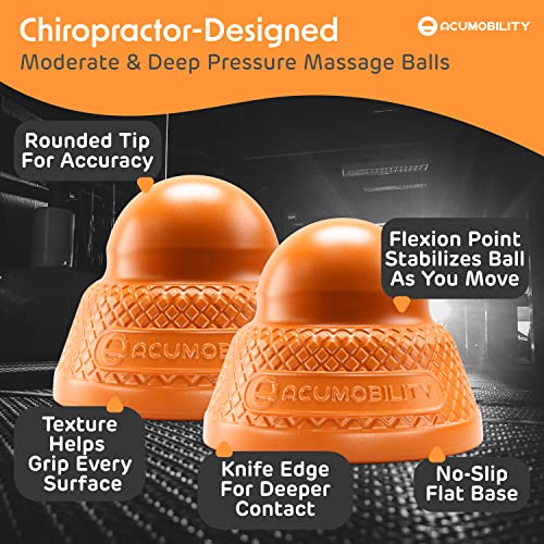 Acumobility Massage Ball Roller 2 Pack - Trigger Point - Massage Balls - color: Orange