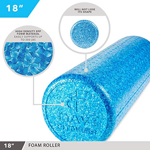 High-Density Foam Roller - color: Solid Blue, size: 18"