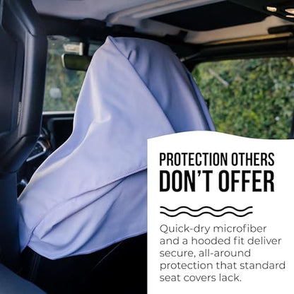 Microfiber Hooded Towel Seat Cover (Blue) - color: Blue